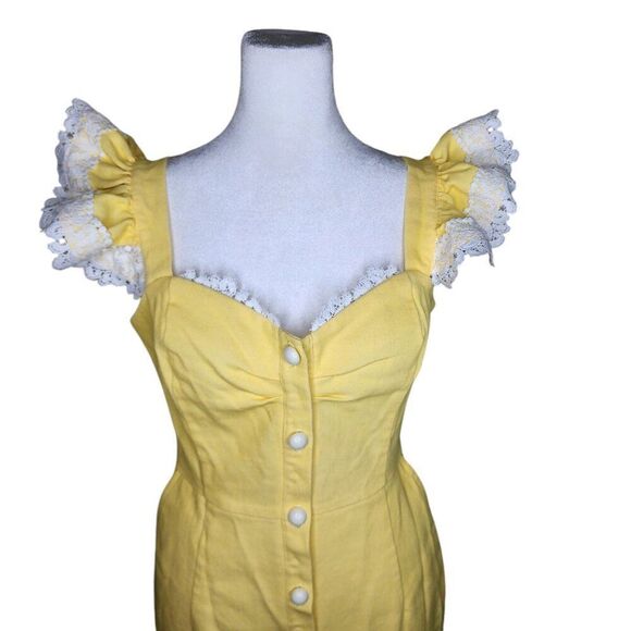 Malina Fashion Retro Wiggle Midi Dress Womens S Yellow - Picture 2 of 7